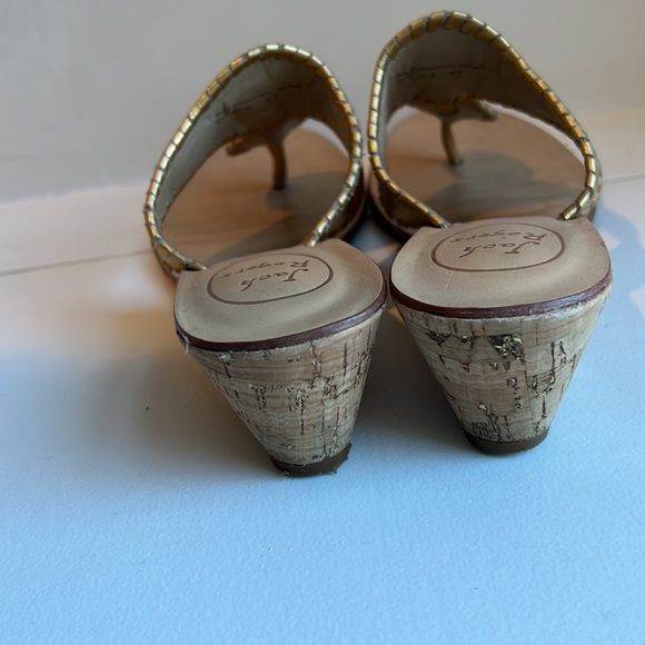 Gold Jack Rodgers Cork Wedge Sandals - Picture 4 of 5